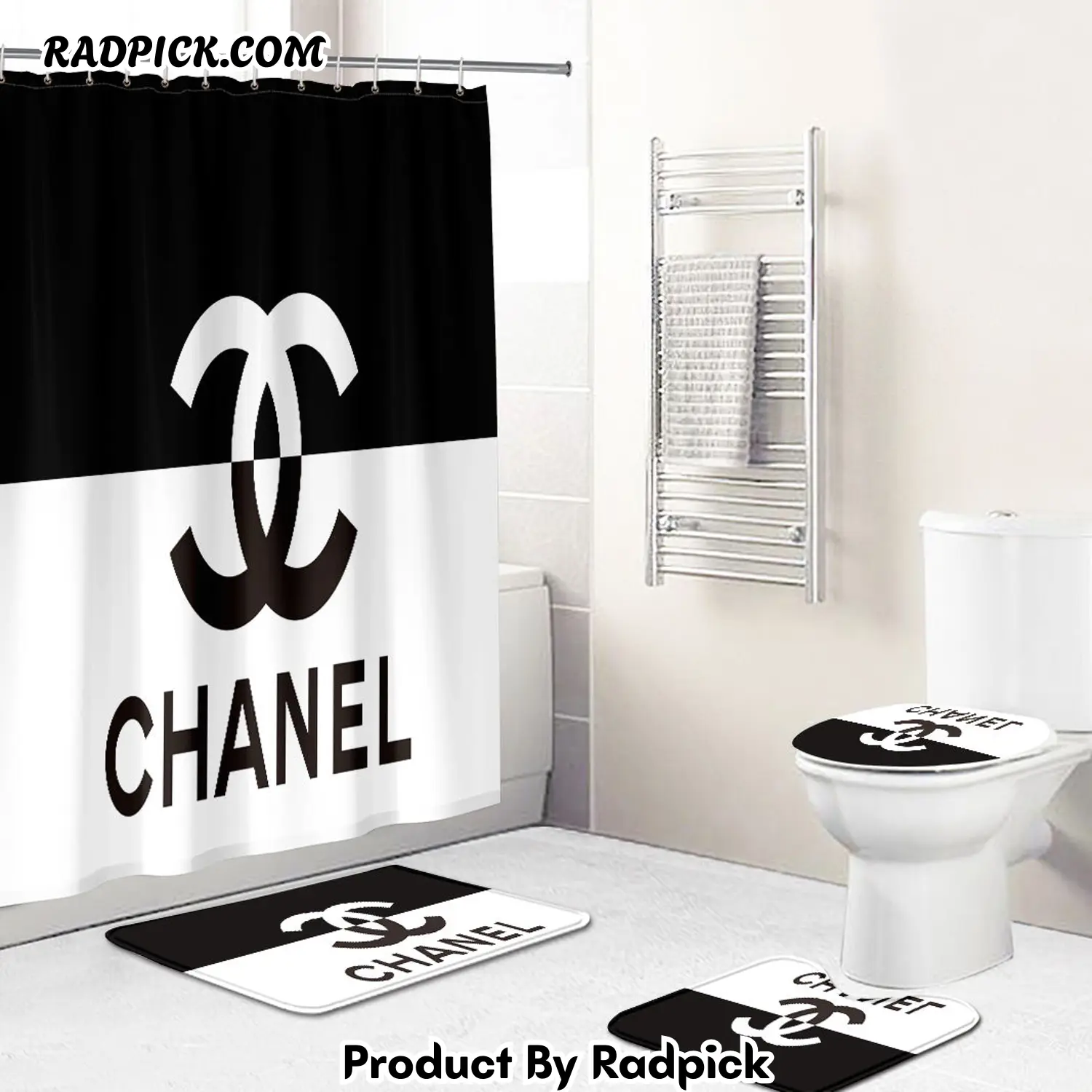 Chanel shower curtain coco black and white luxury bath mat sets shower curtain  rp3871133.png